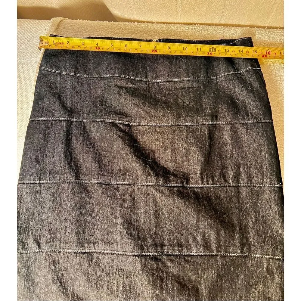 Vtg Bisou Bisou Dark Blue Wash Jean Denim Pencil Skirt W Contrasting Stitch Sz 6